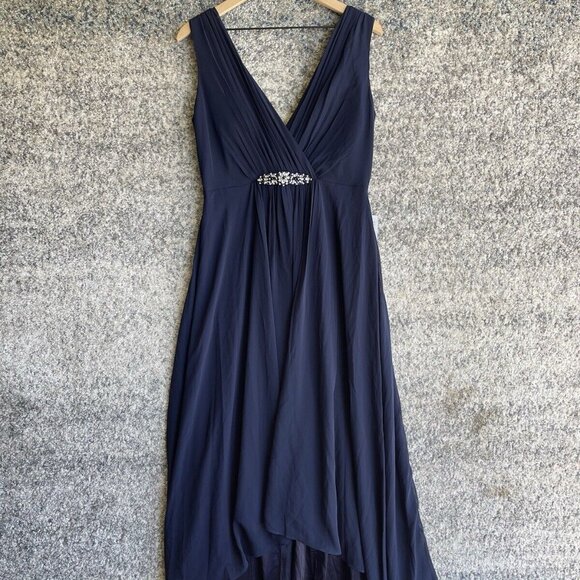 Eliza J Dresses & Skirts - Eliza J Navy Blue Embellished High/Low Chiffon Dress Size 10 $188